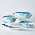GLOBAL VIEWS IVORY TURQUOISE FEATHER SWIRL OVAL BOWL - Art