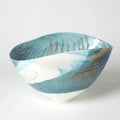 GLOBAL VIEWS IVORY TURQUOISE FEATHER SWIRL OVAL BOWL - Art