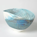 GLOBAL VIEWS IVORY TURQUOISE FEATHER SWIRL OVAL BOWL - Art