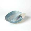 GLOBAL VIEWS IVORY TURQUOISE FEATHER SWIRL OVAL FOLDED BOWL - Art