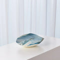 GLOBAL VIEWS IVORY TURQUOISE FEATHER SWIRL OVAL FOLDED BOWL - Art