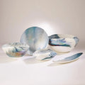 GLOBAL VIEWS IVORY TURQUOISE FEATHER SWIRL OVAL FOLDED BOWL - Art