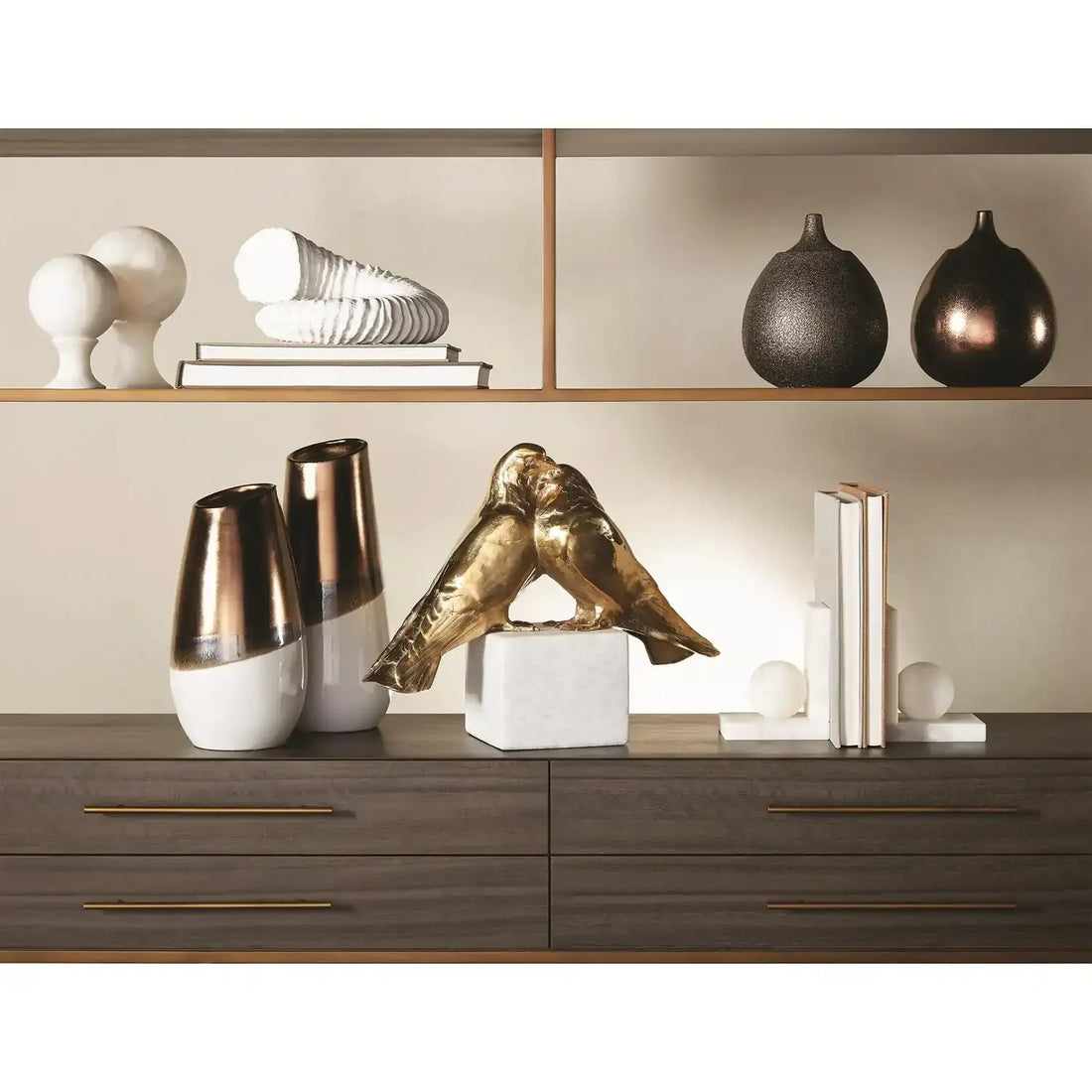 GLOBAL VIEWS ALABASTER BALL BOOKENDS - Decorative Accents