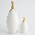 GLOBAL VIEWS DIPPED GOLDEN CRACKLE/WHITE SLENDER VASE - Decorative Accents