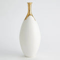 GLOBAL VIEWS DIPPED GOLDEN CRACKLE/WHITE SLENDER VASE - Decorative Accents