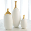 GLOBAL VIEWS DIPPED GOLDEN CRACKLE/WHITE SLENDER VASE - Decorative Accents