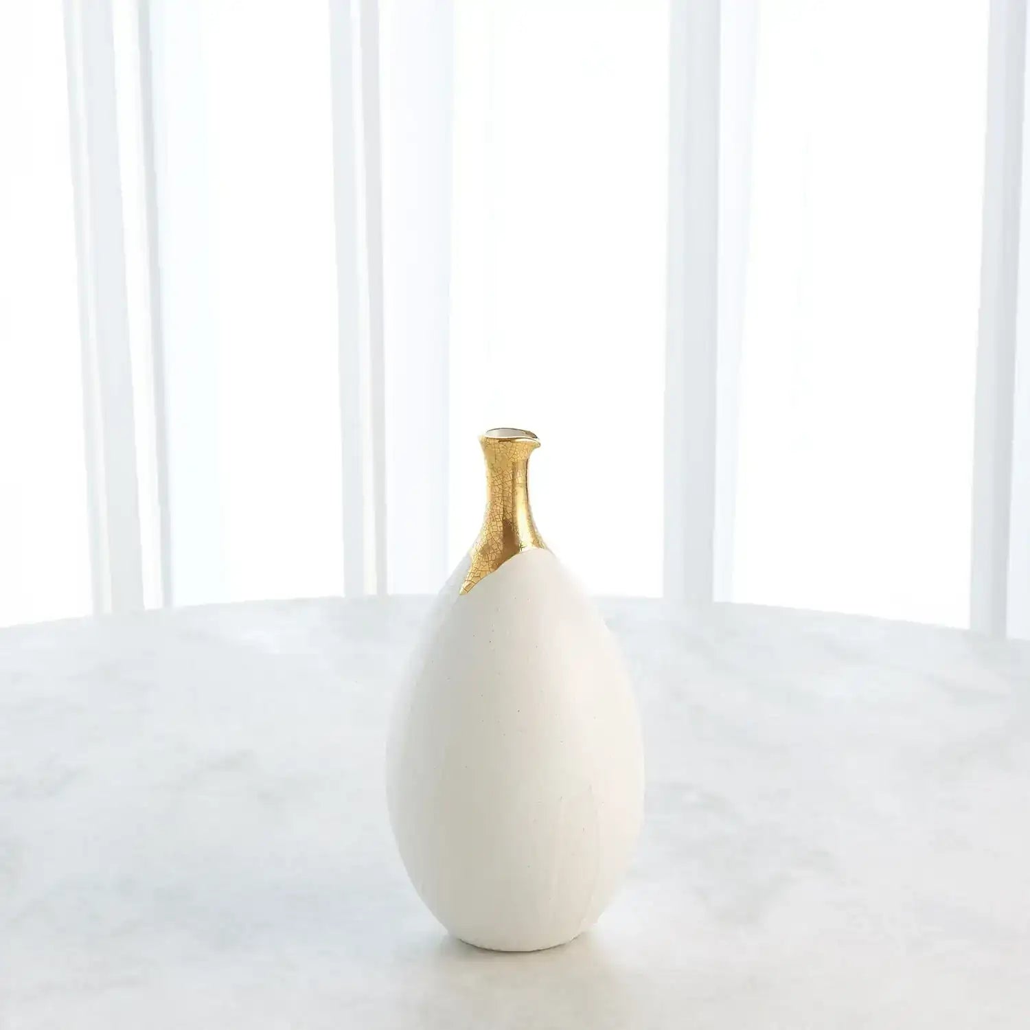 GLOBAL VIEWS DIPPED GOLDEN CRACKLE/WHITE SLENDER VASE - Decorative Accents