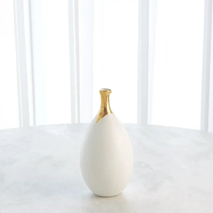 GLOBAL VIEWS DIPPED GOLDEN CRACKLE/WHITE SLENDER VASE - Decorative Accents