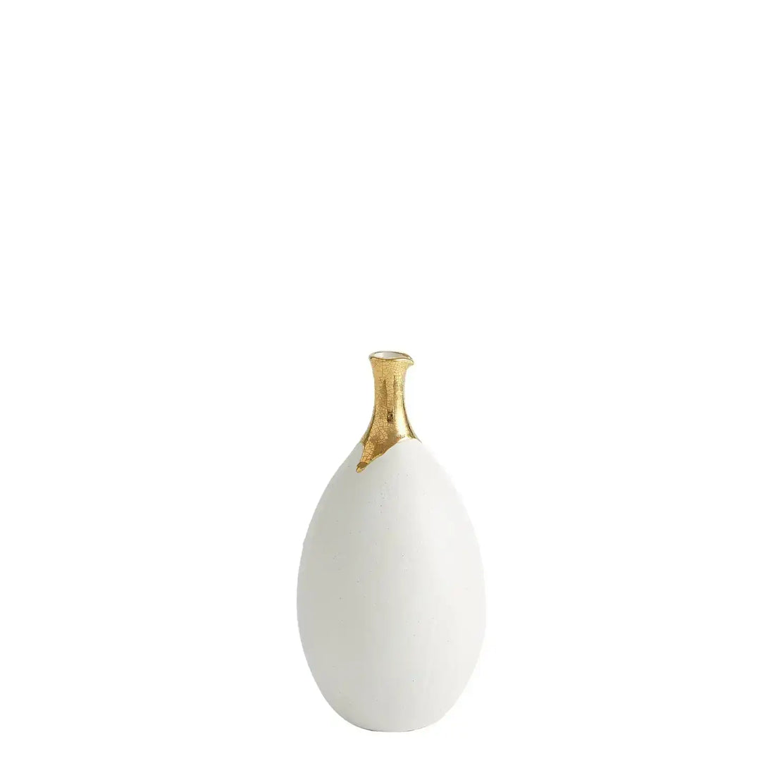 GLOBAL VIEWS DIPPED GOLDEN CRACKLE/WHITE SLENDER VASE - Decorative Accents