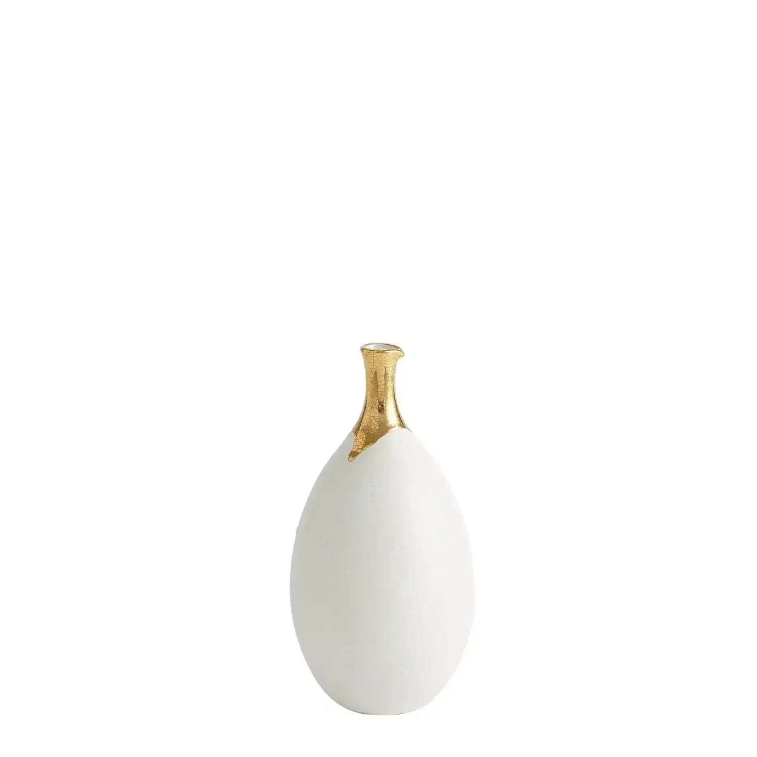 GLOBAL VIEWS DIPPED GOLDEN CRACKLE/WHITE SLENDER VASE - Decorative Accents