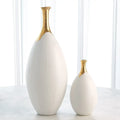 GLOBAL VIEWS DIPPED GOLDEN CRACKLE/WHITE SLENDER VASE - Decorative Accents