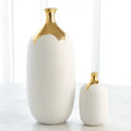 GLOBAL VIEWS DIPPED GOLDEN CRACKLE/WHITE CYLINDER VASE - Decorative Accents