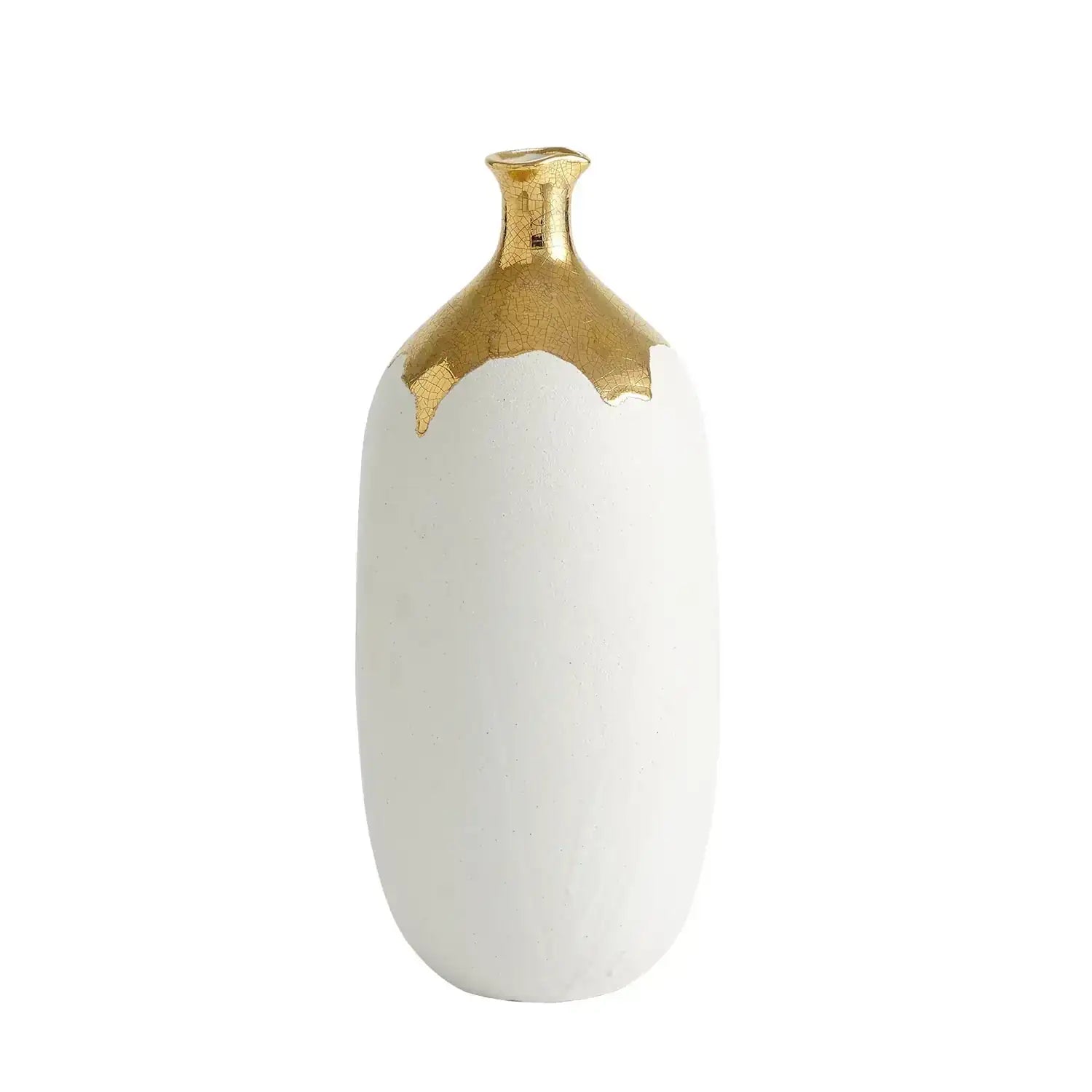 GLOBAL VIEWS DIPPED GOLDEN CRACKLE/WHITE CYLINDER VASE - Decorative Accents