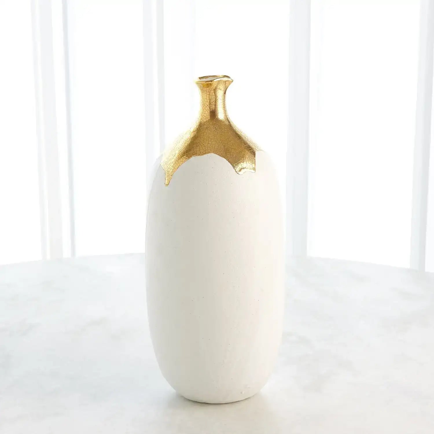 GLOBAL VIEWS DIPPED GOLDEN CRACKLE/WHITE CYLINDER VASE - Decorative Accents