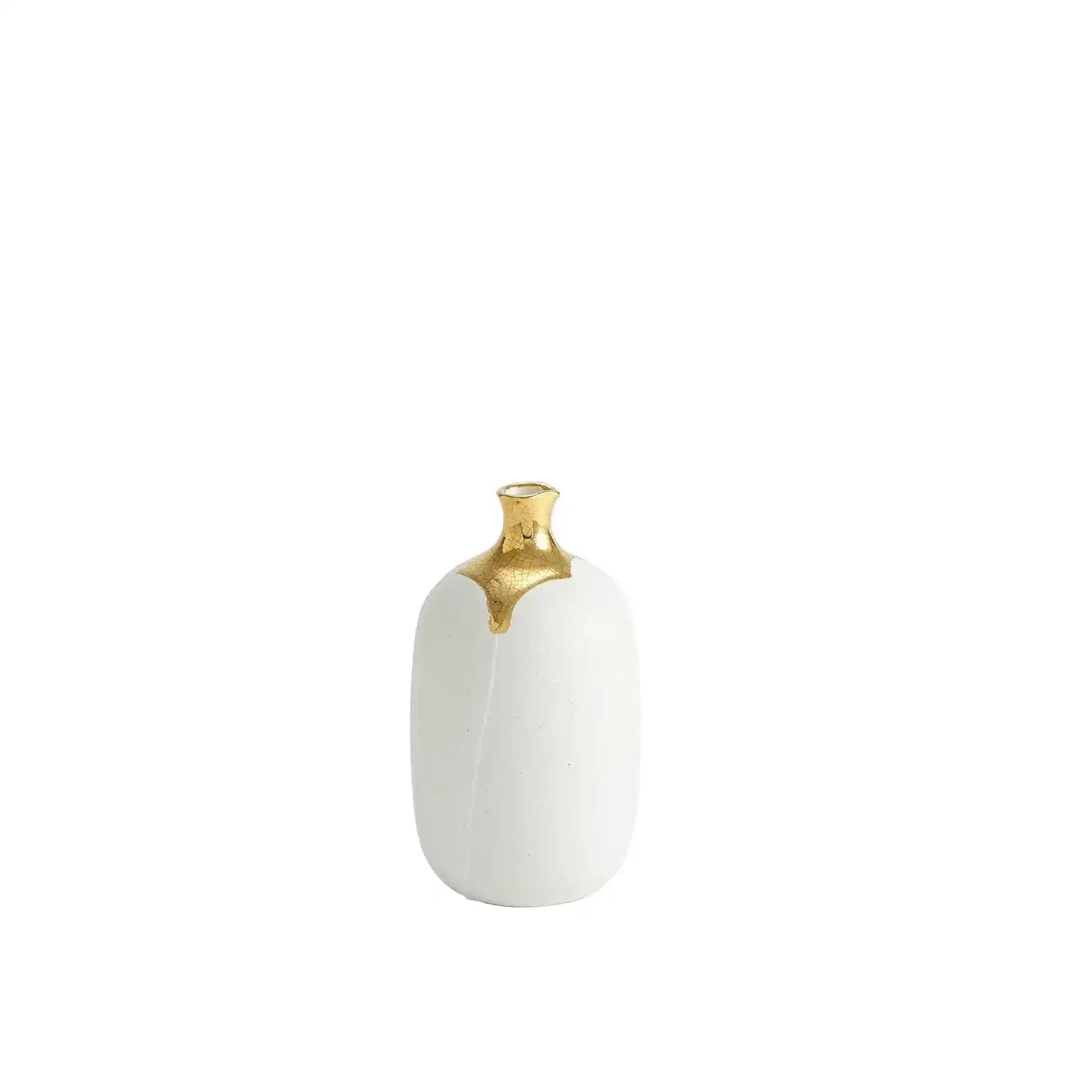 GLOBAL VIEWS DIPPED GOLDEN CRACKLE/WHITE CYLINDER VASE - Decorative Accents