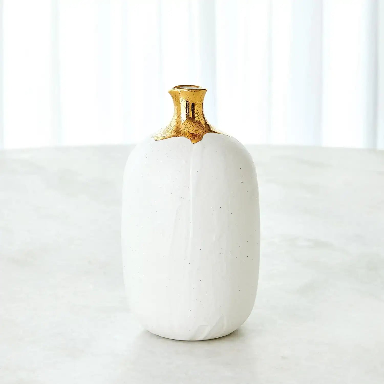 GLOBAL VIEWS DIPPED GOLDEN CRACKLE/WHITE CYLINDER VASE - Decorative Accents
