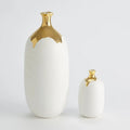 GLOBAL VIEWS DIPPED GOLDEN CRACKLE/WHITE CYLINDER VASE - Decorative Accents