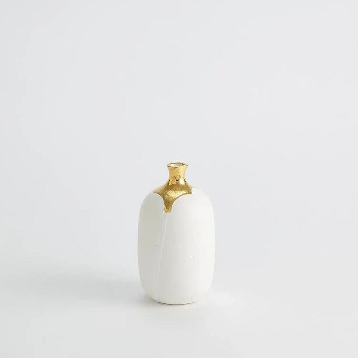 GLOBAL VIEWS DIPPED GOLDEN CRACKLE/WHITE CYLINDER VASE - Decorative Accents