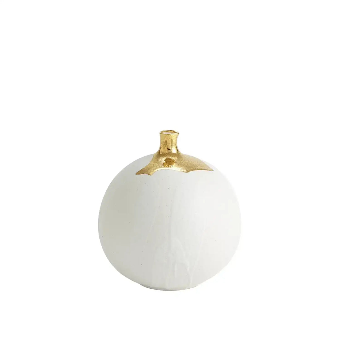 GLOBAL VIEWS DIPPED GOLDEN CRACKLE/WHITE SPHERE VASE - Decorative Accents