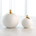 GLOBAL VIEWS DIPPED GOLDEN CRACKLE/WHITE SPHERE VASE - Decorative Accents