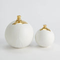 GLOBAL VIEWS DIPPED GOLDEN CRACKLE/WHITE SPHERE VASE - Decorative Accents