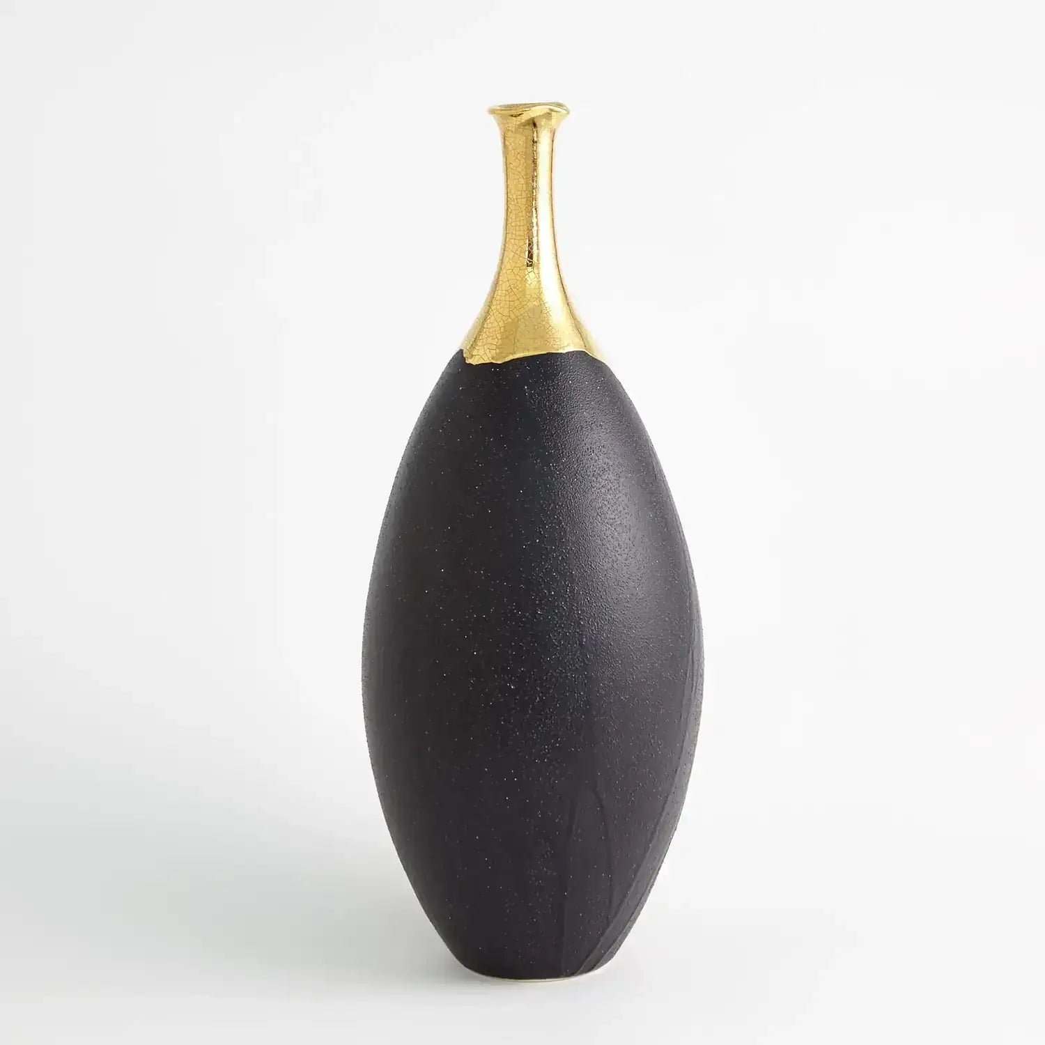 GLOBAL VIEWS DIPPED GOLDEN CRACKLE/BLACK SLENDER VASE - Decorative Accents