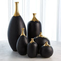 GLOBAL VIEWS DIPPED GOLDEN CRACKLE/BLACK SLENDER VASE - Decorative Accents