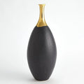 GLOBAL VIEWS DIPPED GOLDEN CRACKLE/BLACK SLENDER VASE - Decorative Accents
