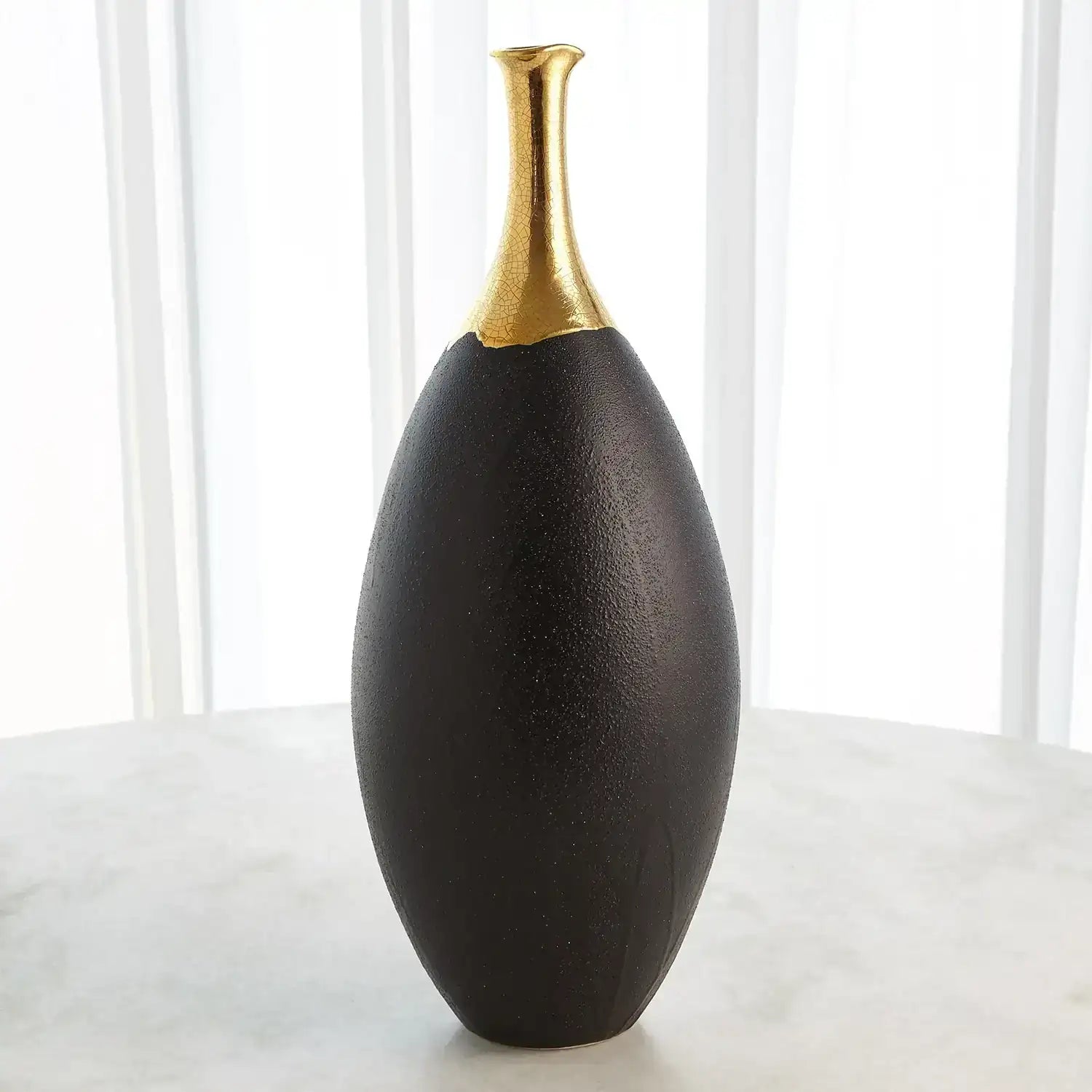 GLOBAL VIEWS DIPPED GOLDEN CRACKLE/BLACK SLENDER VASE - Decorative Accents