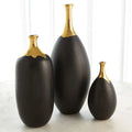 GLOBAL VIEWS DIPPED GOLDEN CRACKLE/BLACK SLENDER VASE - Decorative Accents