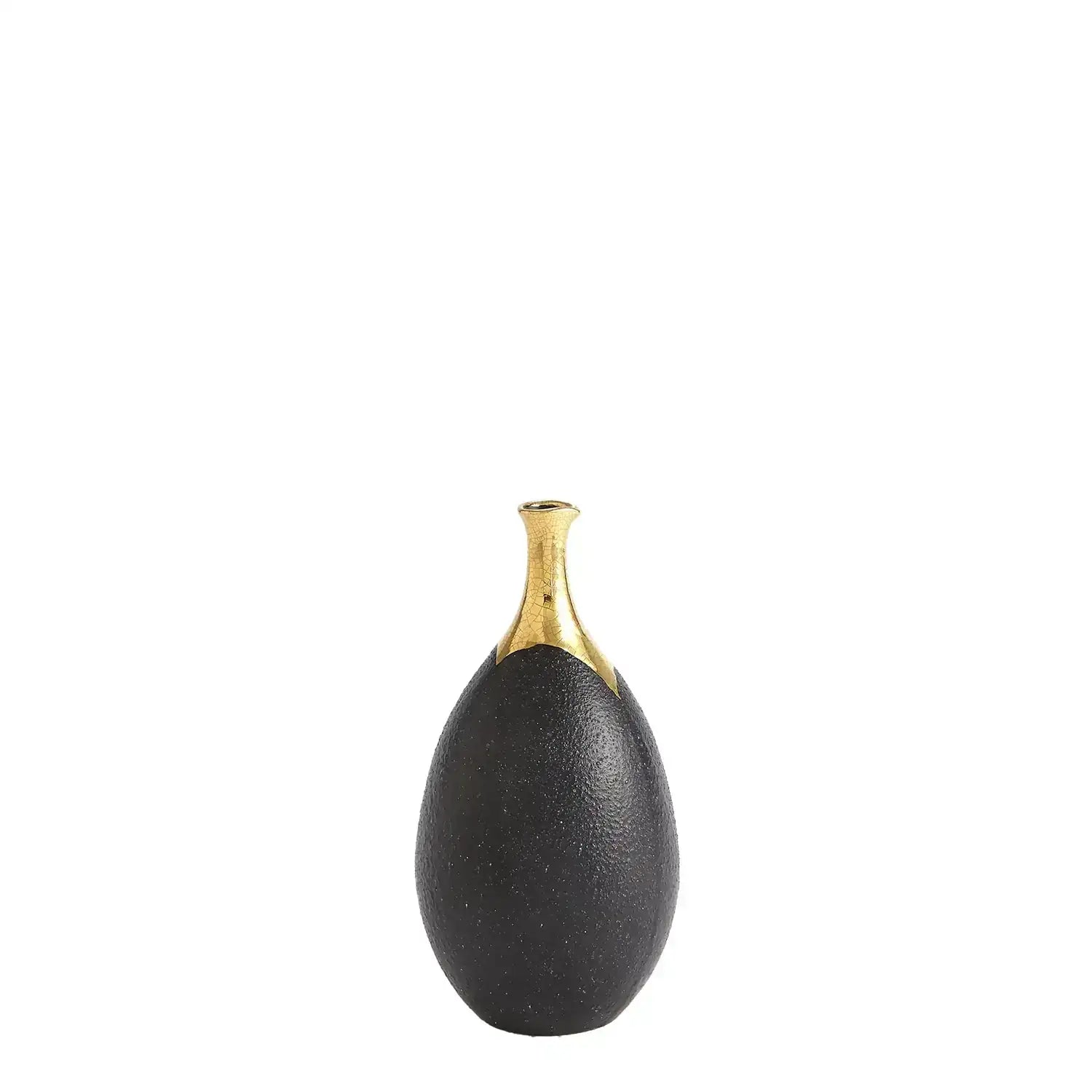 GLOBAL VIEWS DIPPED GOLDEN CRACKLE/BLACK SLENDER VASE - Decorative Accents
