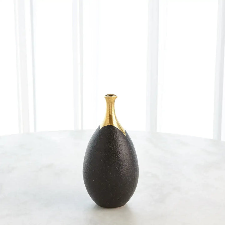 GLOBAL VIEWS DIPPED GOLDEN CRACKLE/BLACK SLENDER VASE - Decorative Accents