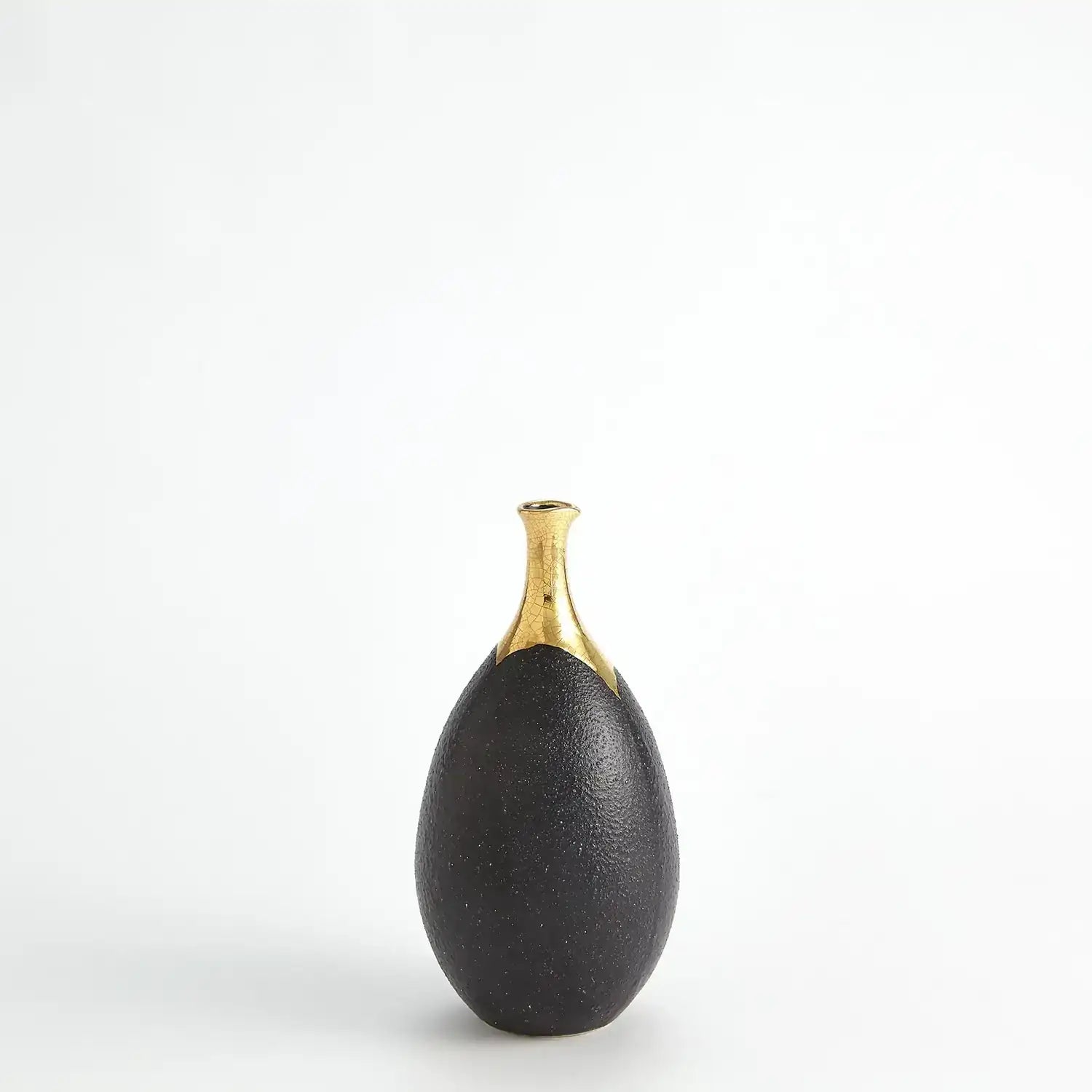 GLOBAL VIEWS DIPPED GOLDEN CRACKLE/BLACK SLENDER VASE - Decorative Accents