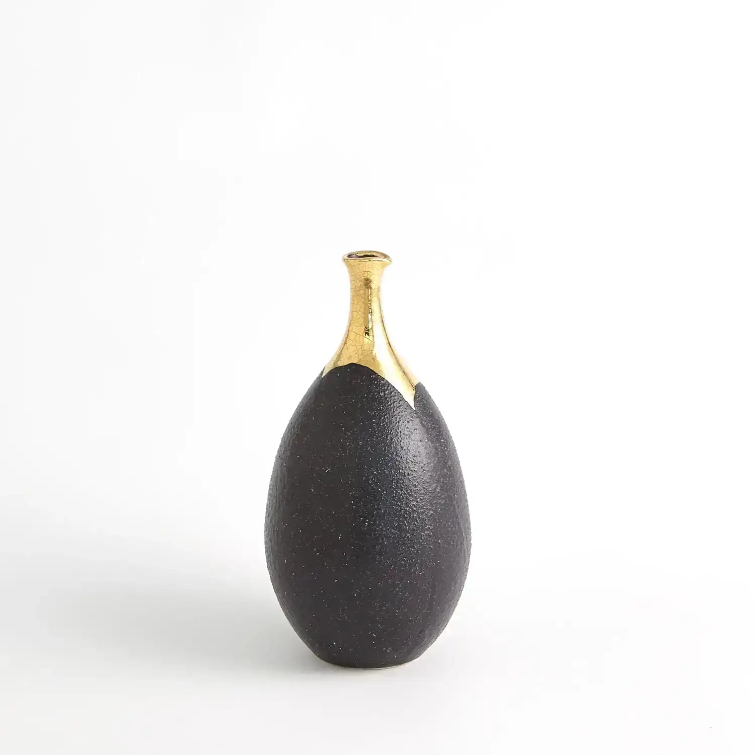 GLOBAL VIEWS DIPPED GOLDEN CRACKLE/BLACK SLENDER VASE - Decorative Accents