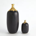 GLOBAL VIEWS DIPPED GOLDEN CRACKLE/BLACK CYLINDER VASE - Decorative Accents