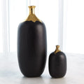 GLOBAL VIEWS DIPPED GOLDEN CRACKLE/BLACK CYLINDER VASE - Decorative Accents