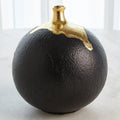 GLOBAL VIEWS DIPPED GOLDEN CRACKLE/BLACK SPHERE VASE - Decorative Accents