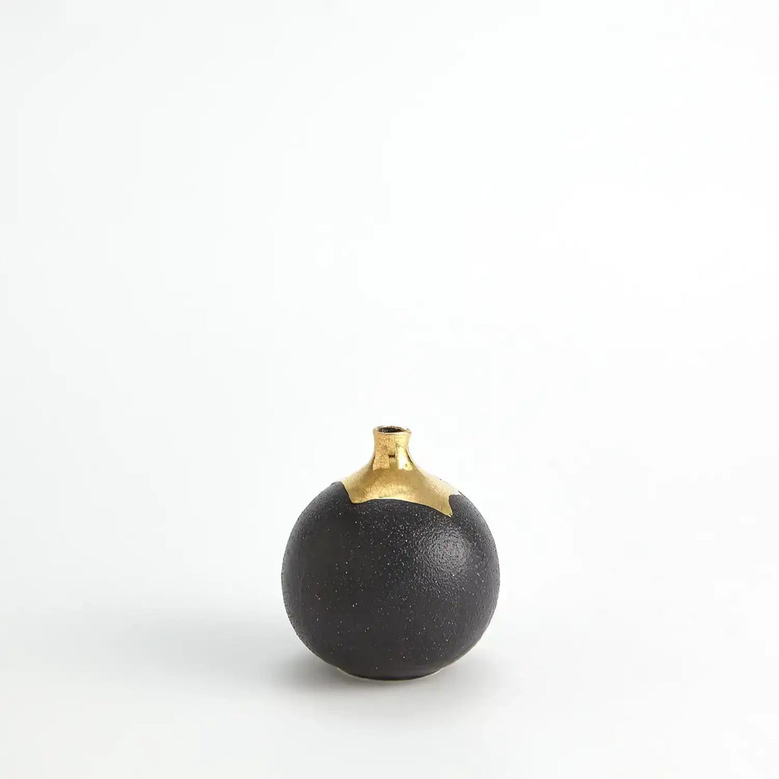 GLOBAL VIEWS DIPPED GOLDEN CRACKLE/BLACK SPHERE VASE - Decorative Accents