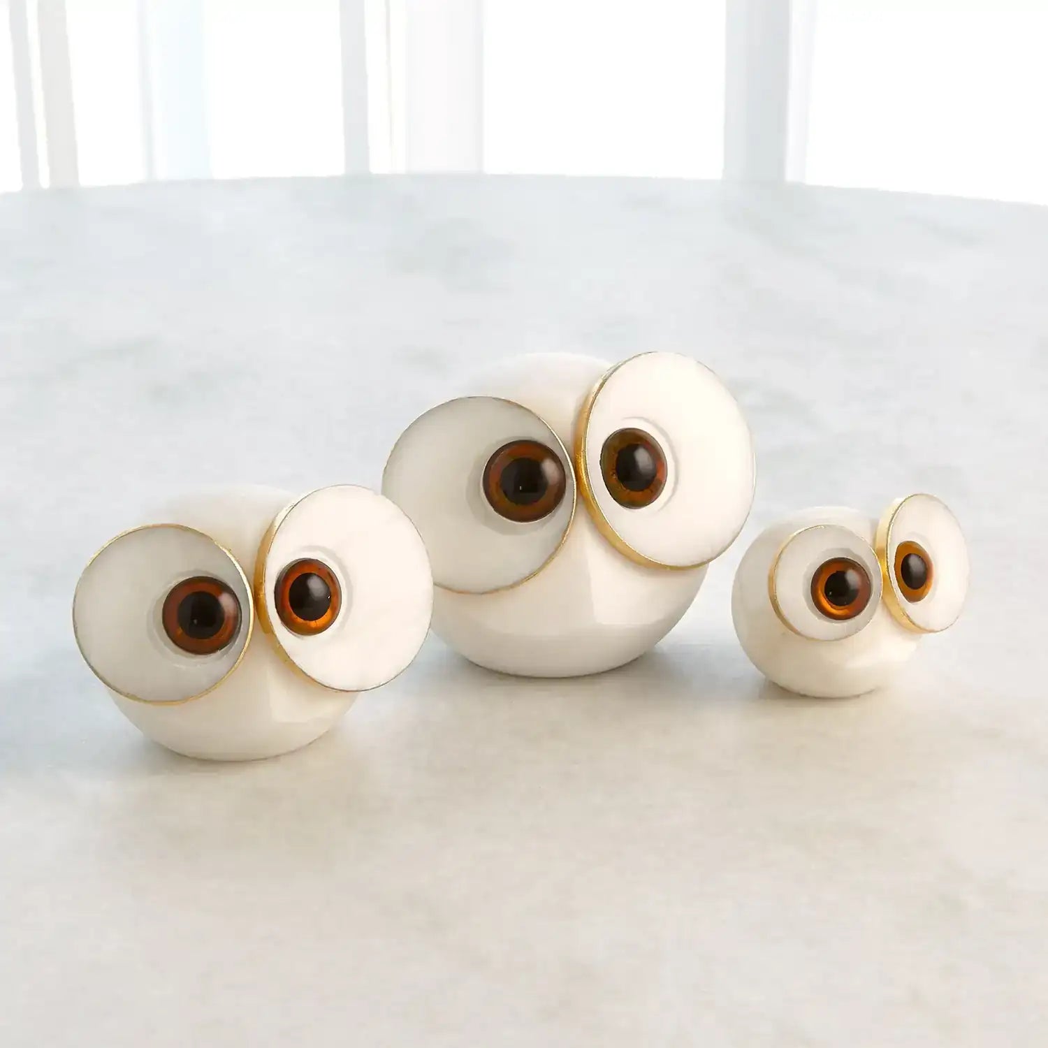 GLOBAL VIEWS ALABASTER BIG EYED OWL - Decorative Accents