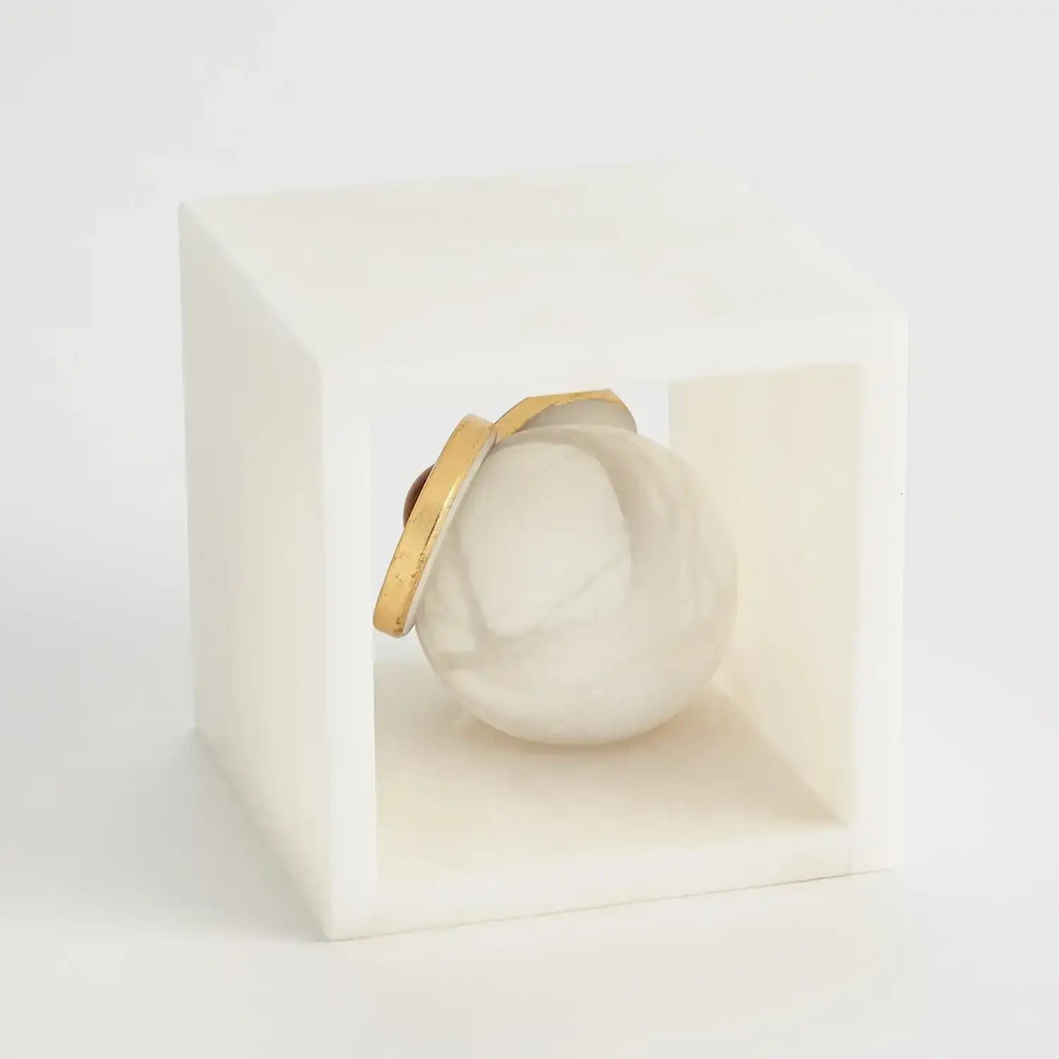 GLOBAL VIEWS ALABASTER BIG EYED OWL IN CUBE - Decorative Accents