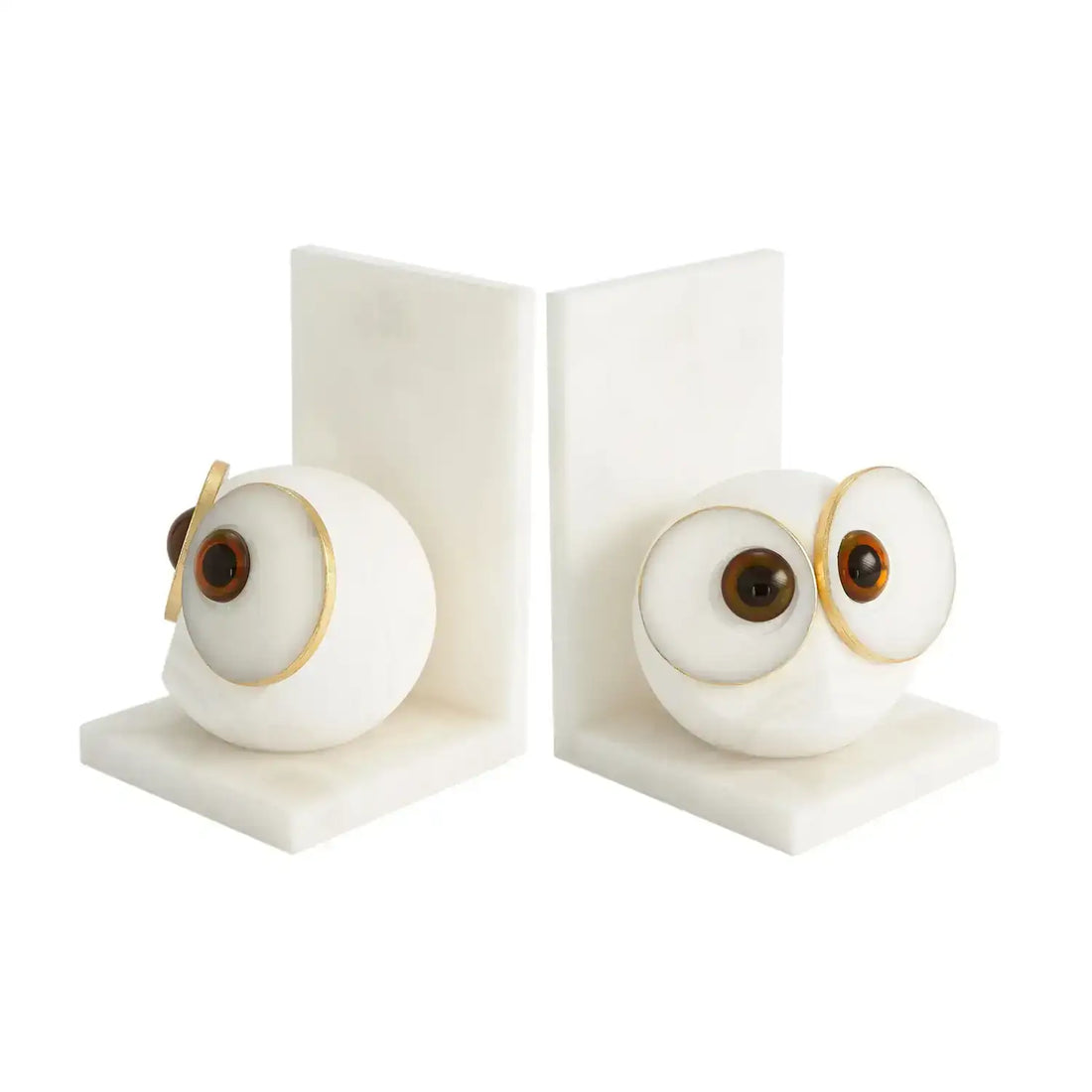 GLOBAL VIEWS PAIR ALABASTER BIG EYED OWL BOOKENDS - Decorative Accents
