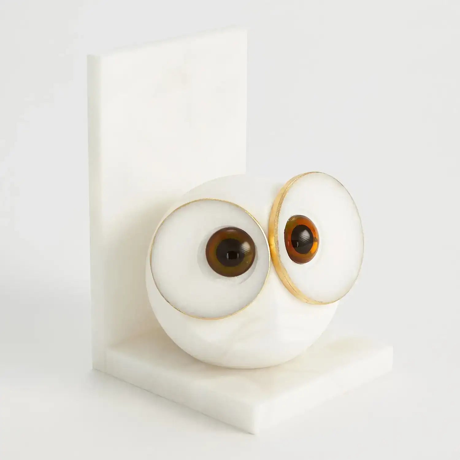 GLOBAL VIEWS PAIR ALABASTER BIG EYED OWL BOOKENDS - Decorative Accents