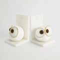 GLOBAL VIEWS PAIR ALABASTER BIG EYED OWL BOOKENDS - Decorative Accents