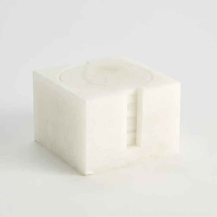 GLOBAL VIEWS S/8 ALABASTER COASTERS W/HOLDER - Decorative Accents