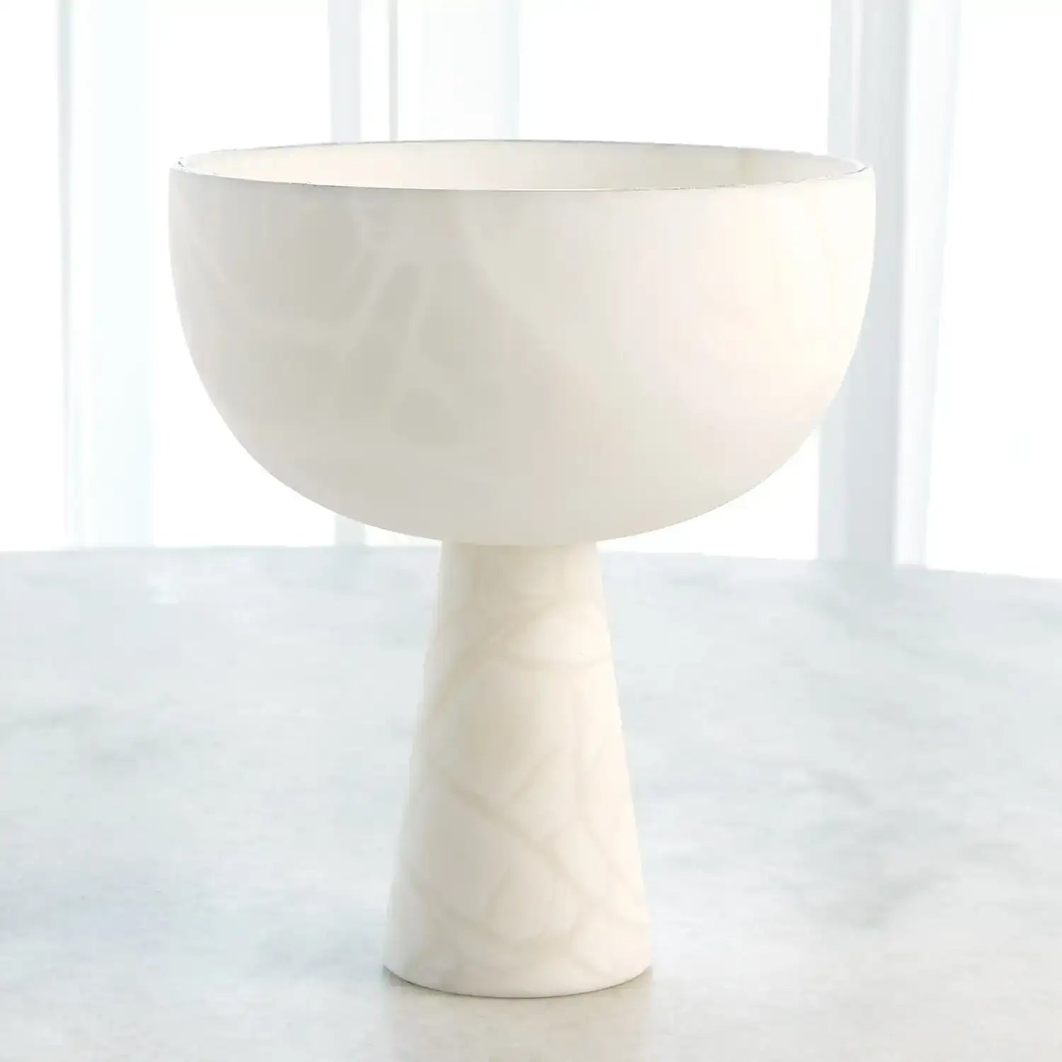 GLOBAL VIEWS FOOTED ALABASTER BOWL W/SILVER - Decorative Accents