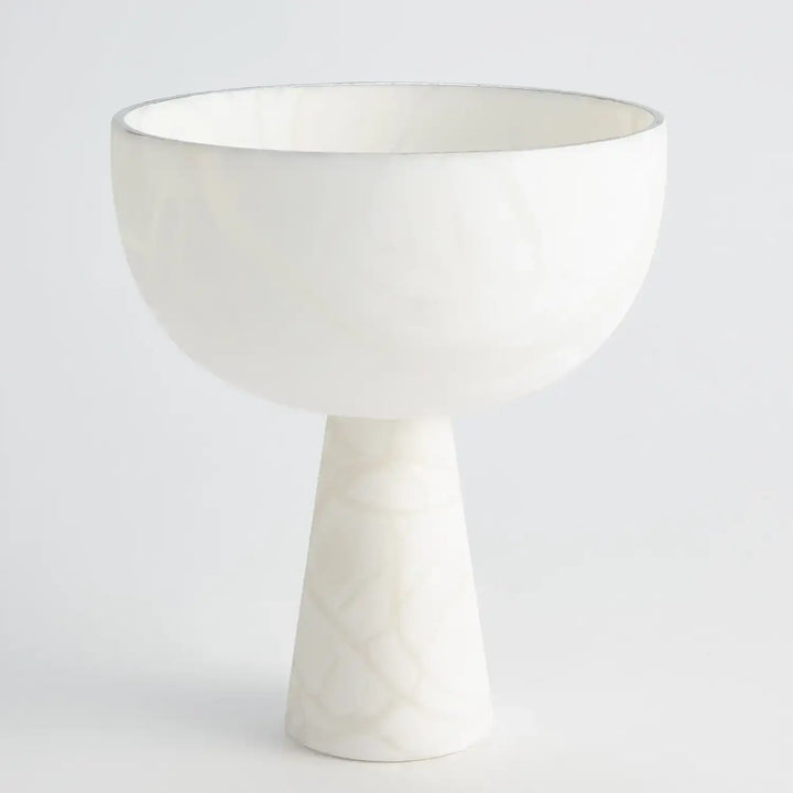 GLOBAL VIEWS FOOTED ALABASTER BOWL W/SILVER - Decorative Accents