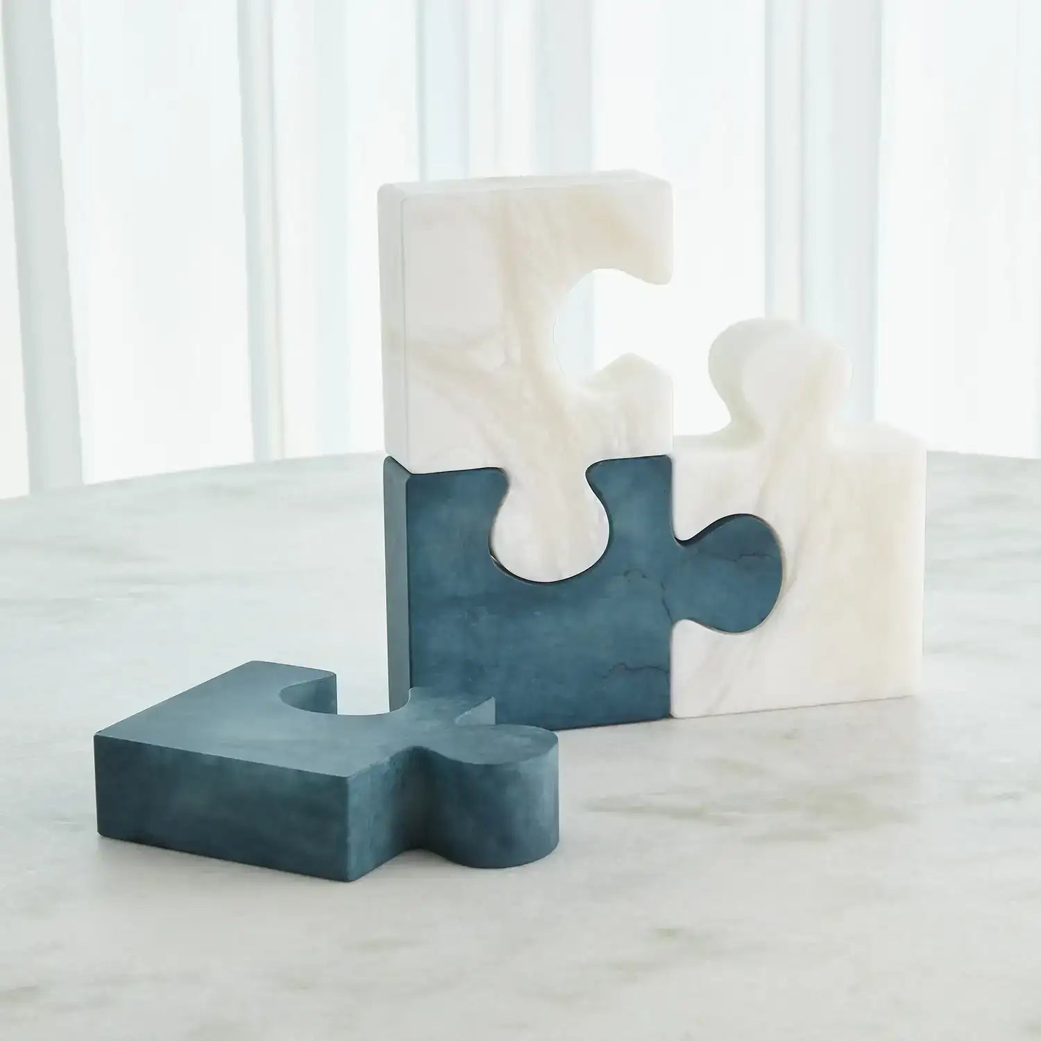 GLOBAL VIEWS ALABASTER JIGSAW BOOKENDS - Decorative Accents