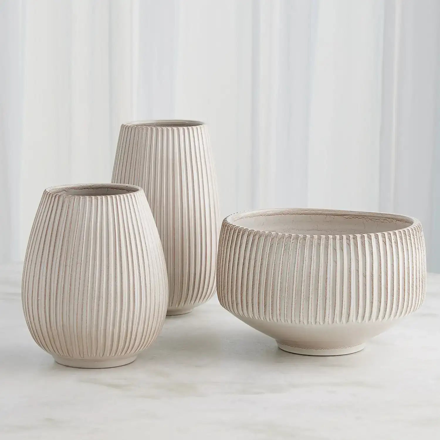 GLOBAL VIEWS VERTICAL RIBBED BOWL - Decorative Accents