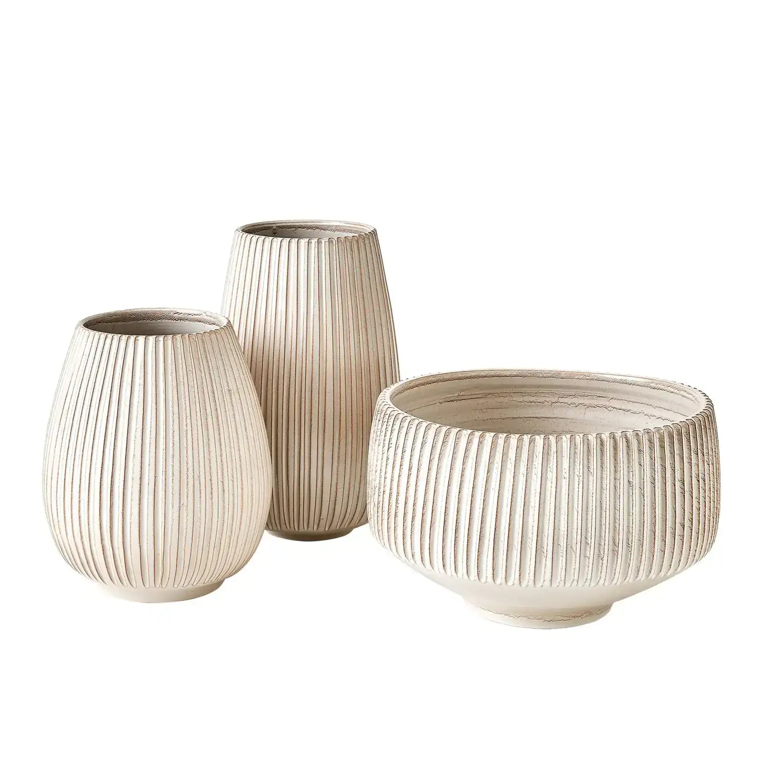 GLOBAL VIEWS VERTICAL RIBBED BOWL - Decorative Accents
