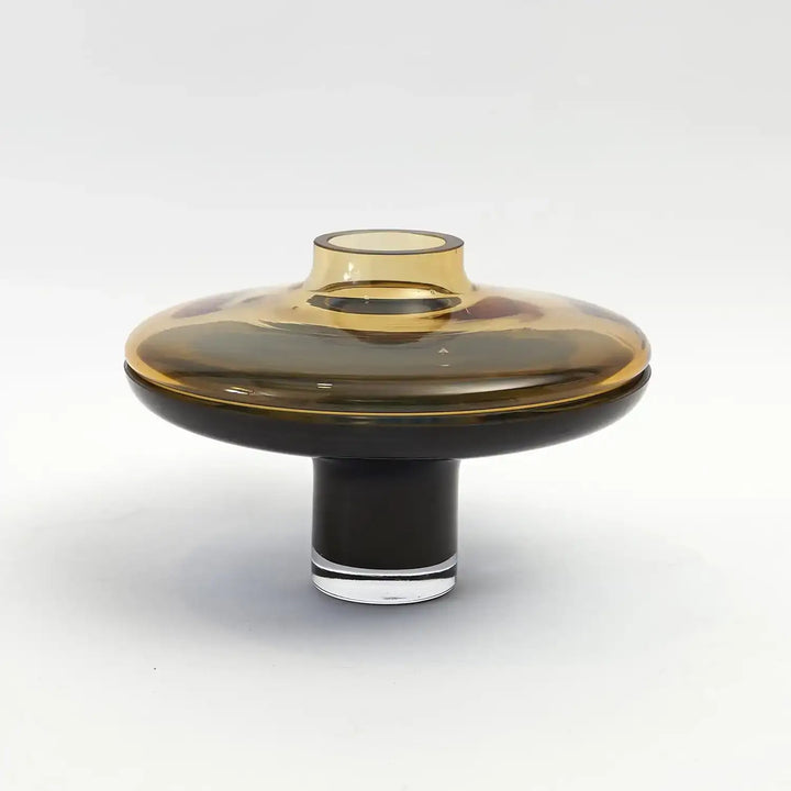 GLOBAL VIEWS LOW AMBER OVER COBALT VASE - Art
